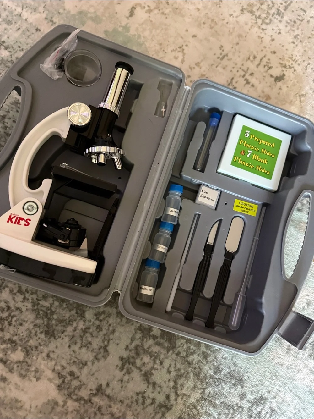 AmScope Kids 48 Piece Microscope Kit with Accessories in Carrying Case